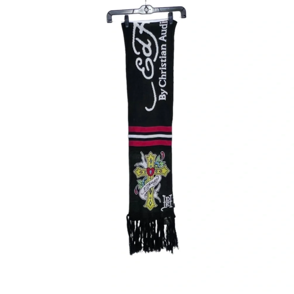 Ed Hardy Christian Audigier Cross Long Fringed Scraf